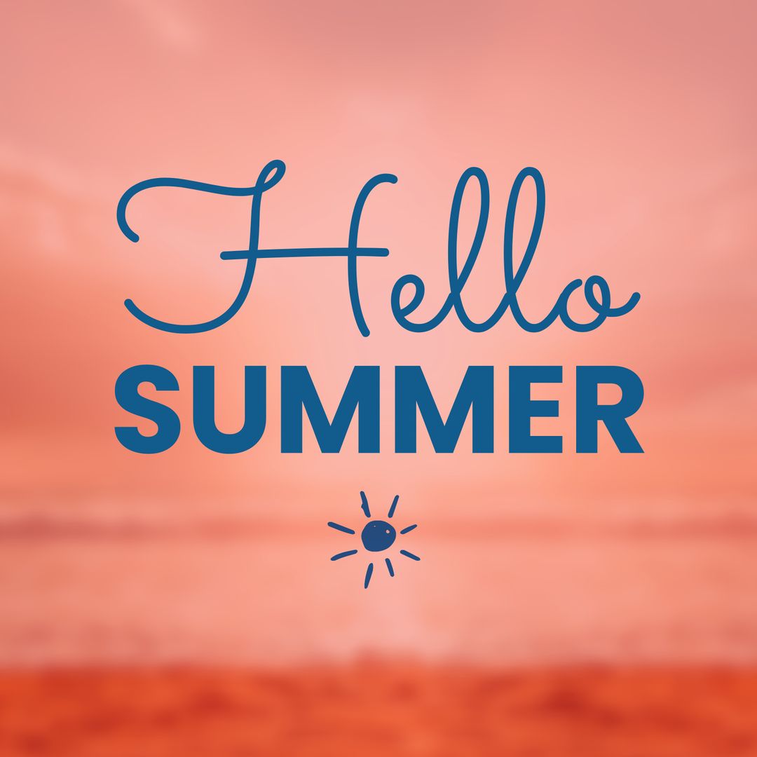 Hello Summer Text Against Dusky Beach Ocean Background