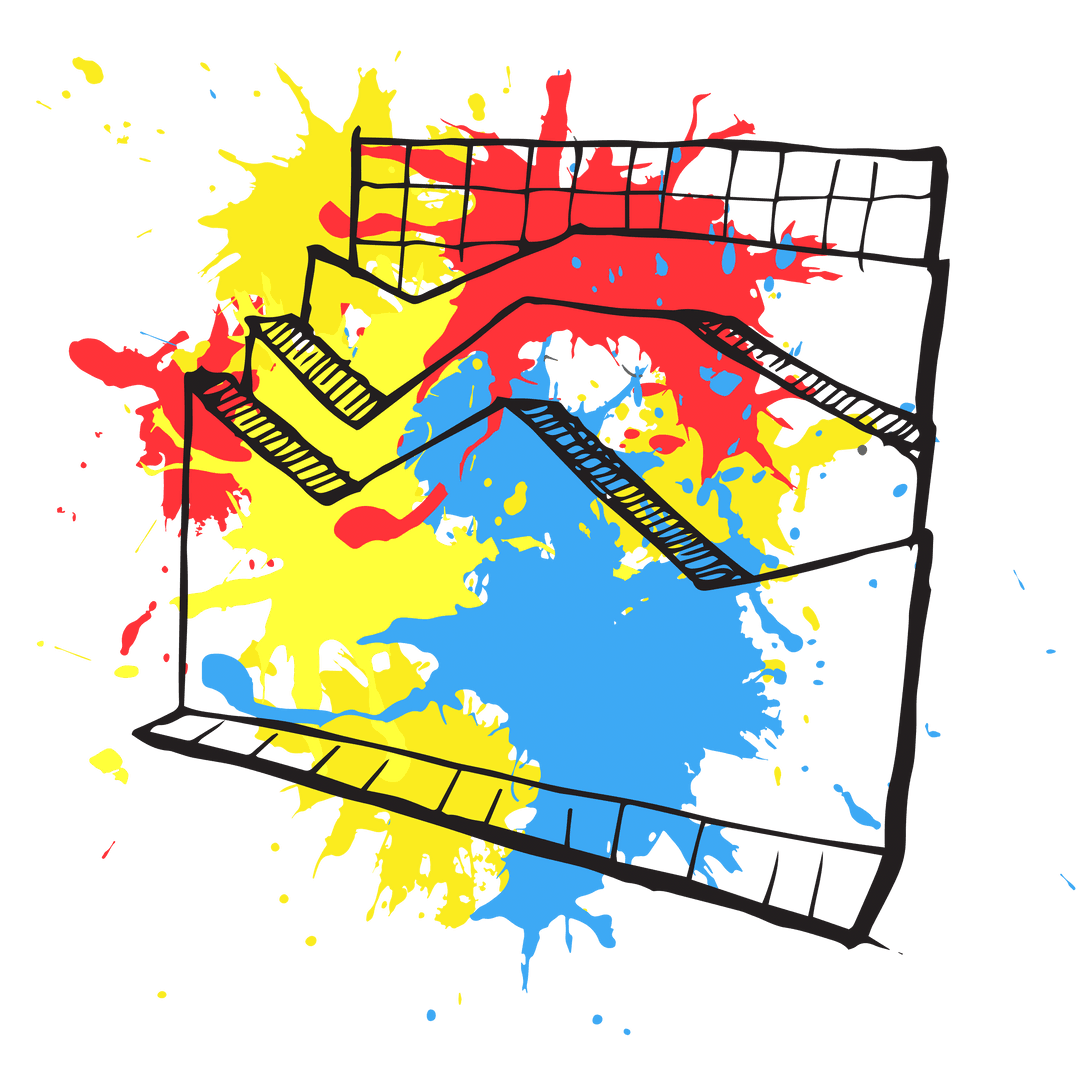 Transparent Digital Graph Art with Colorful Paint Splashes