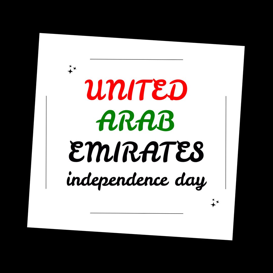 UAE Independence Day Written Text on Bold Black Background