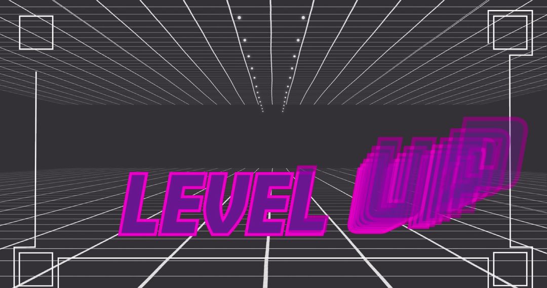 Level Up Digital Arcade Concept with Futuristic Grid Background