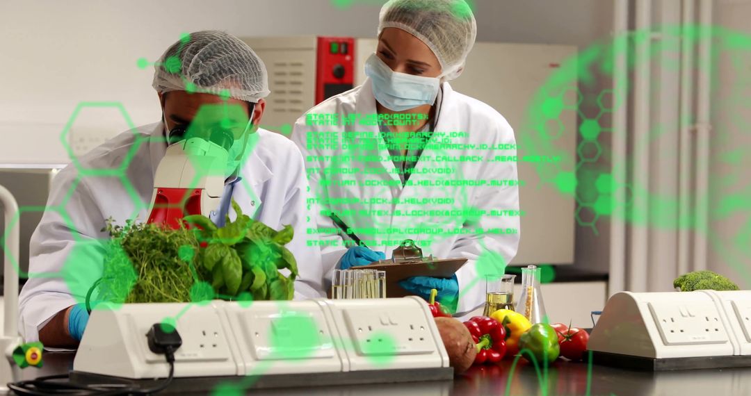 Diverse Scientists Analyzing Data in Modern Lab with Augmented Reality