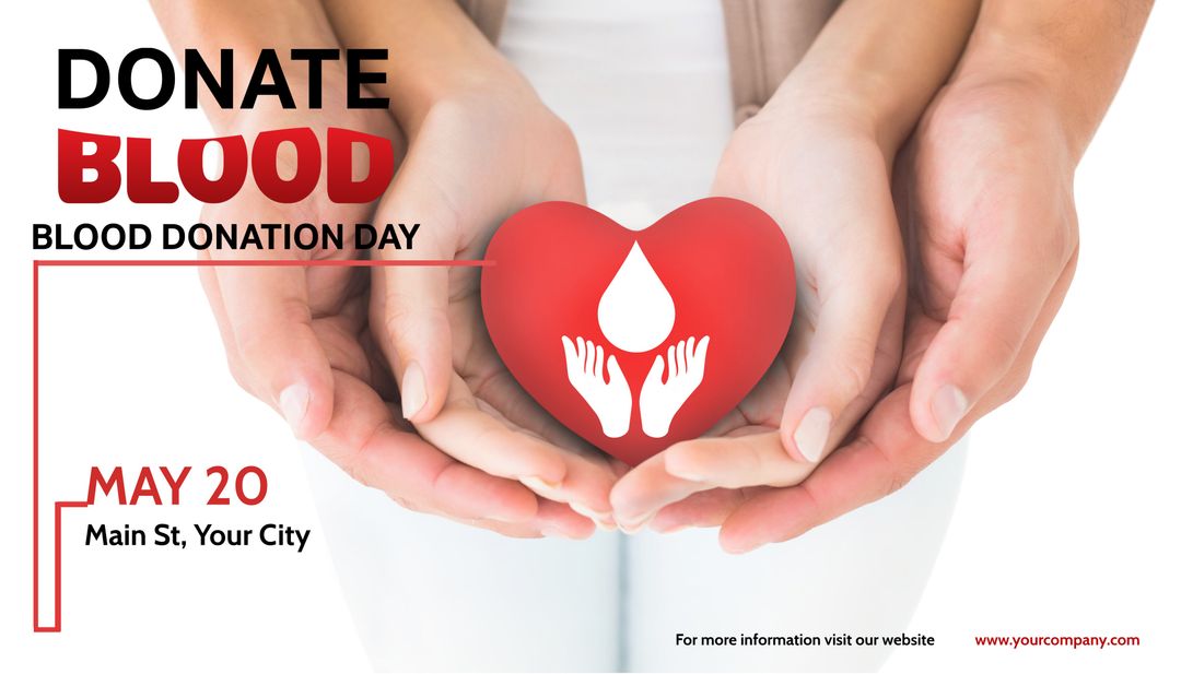 Hands Holding Heart Blood Drop Promoting World Blood Donor Day