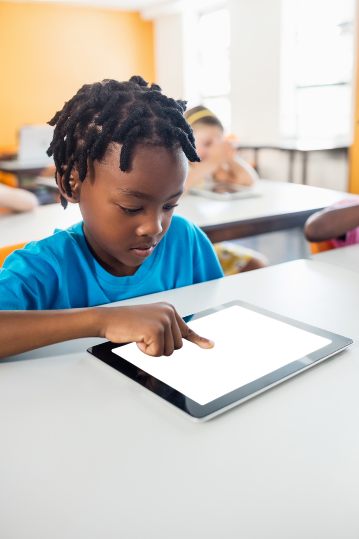 Transparent Boy Using Tablet in Modern Classroom - Download Free Stock Images Pikwizard.com