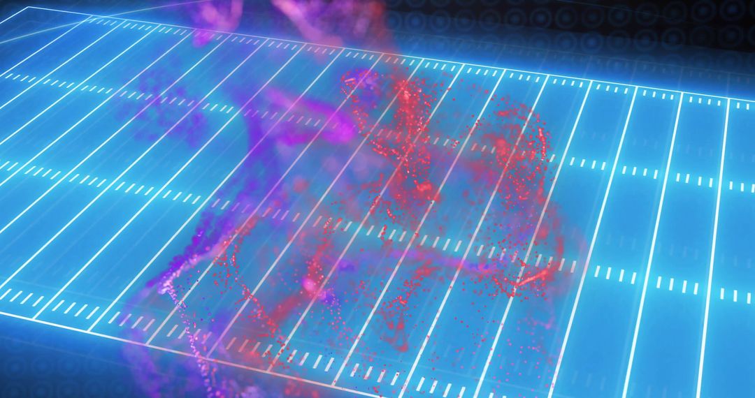 Data Visualization Displayed Over Football Field with Analytics Metrics