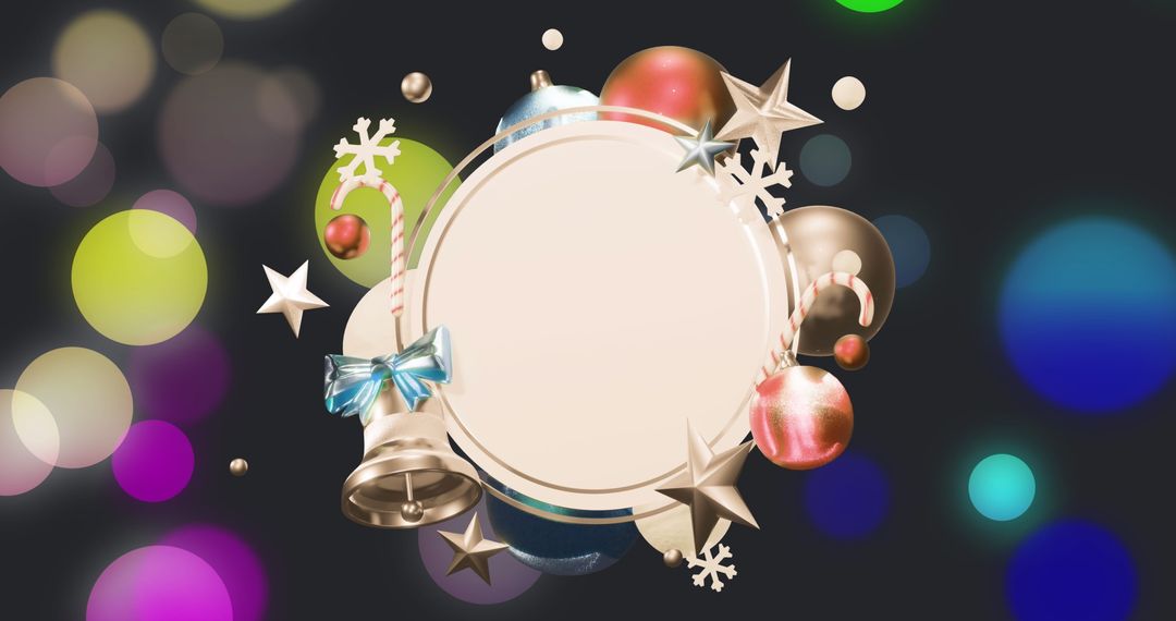 Festive Christmas Decorations Around Blank Circular Sign