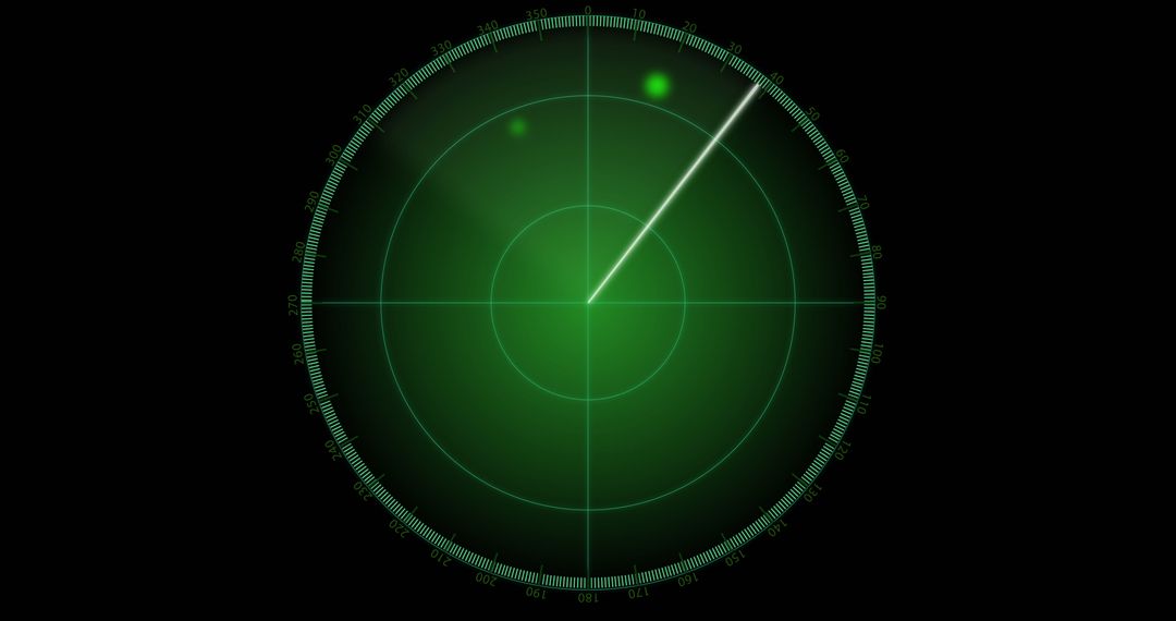 Radar Screen Displaying Active Signals on Black Background