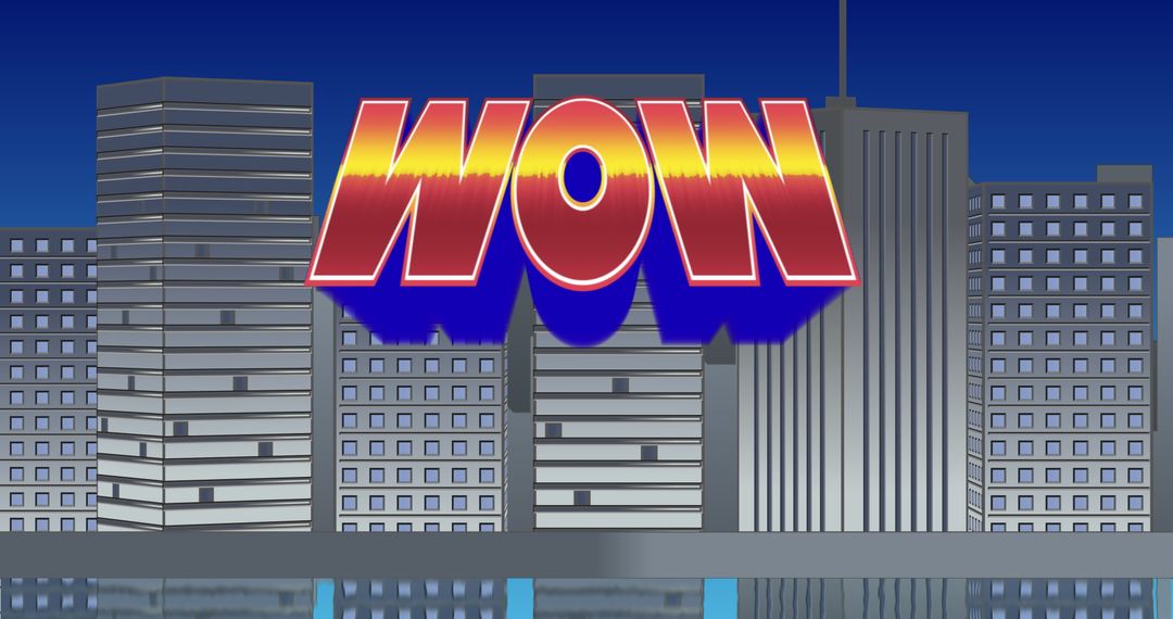 Vibrant WOW Text in Skyline with Night City Inspiration