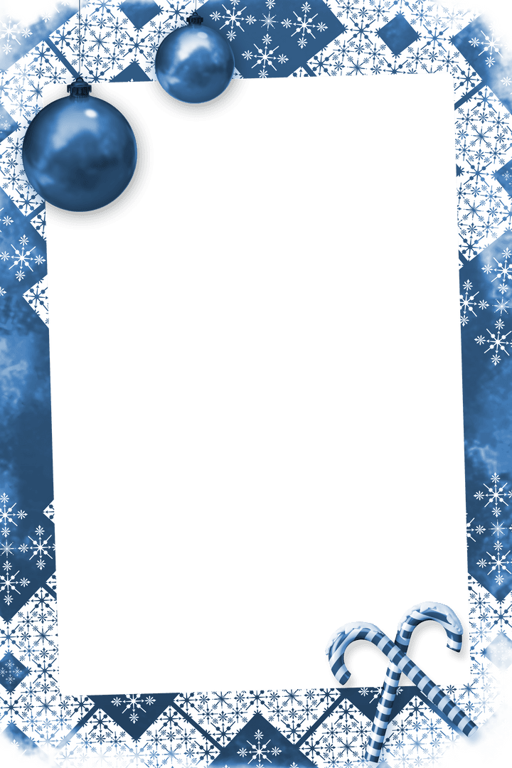 Festive Blue Decorative Frame with Transparent Background
