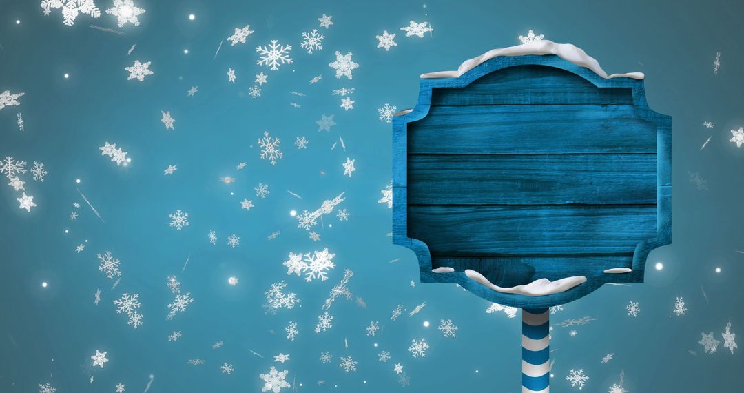 Festive Christmas Sign with Snowflakes and Copy Space