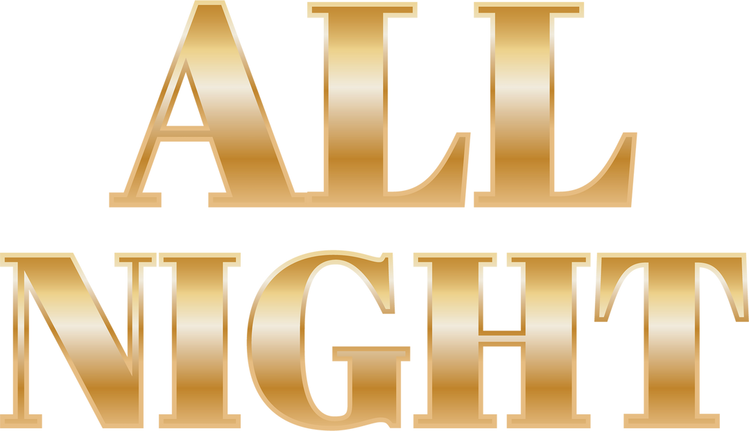 Golden All Night Text on Transparent Background Vector - Download Free Stock Images Pikwizard.com