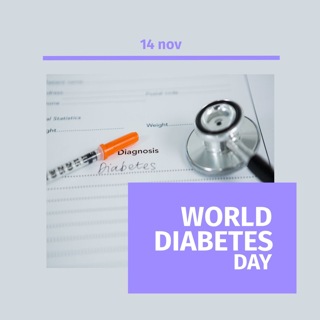 World Diabetes Day Concept with Syringe and Stethoscope