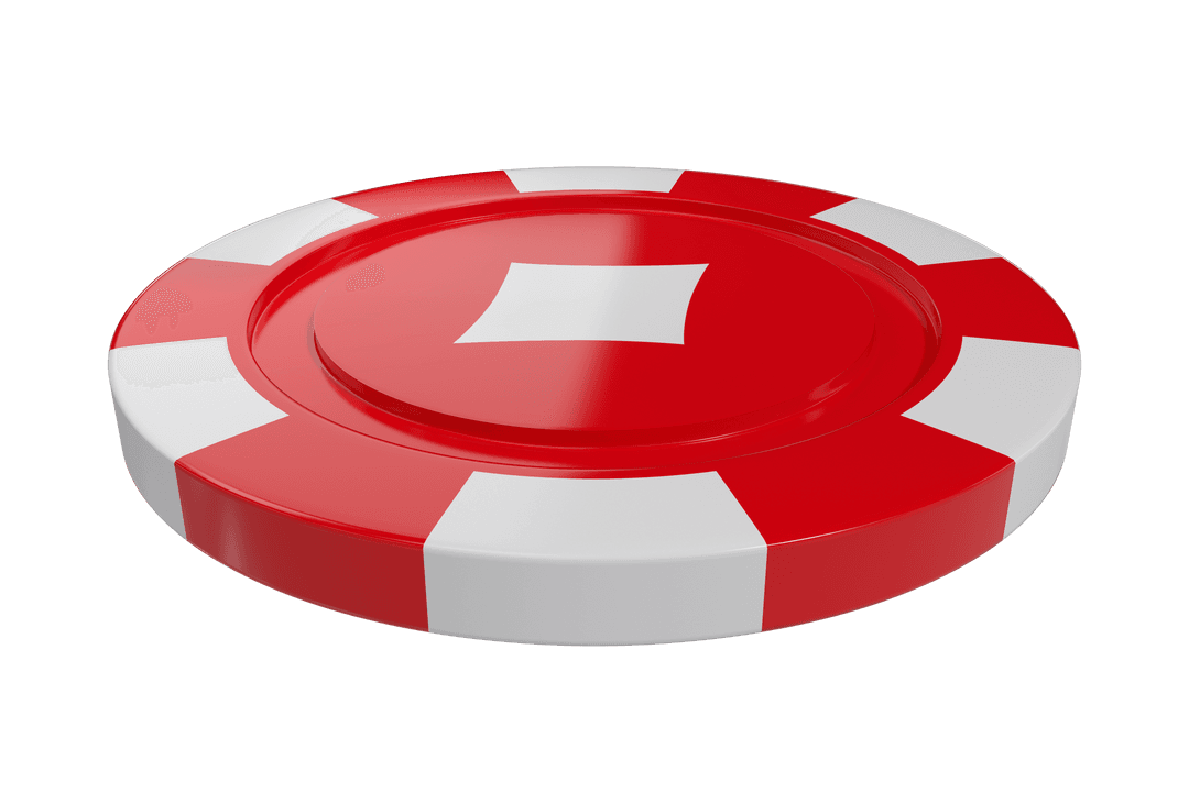 Transparent 3D Red Casino Chip with Diamond Pattern