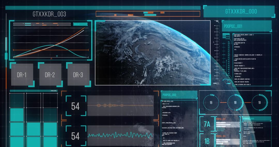 Global Data Analysis Interface Over Earth in Digital Style