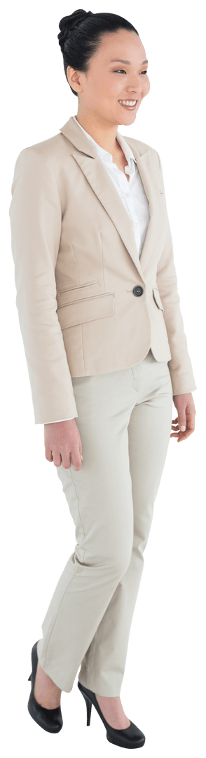 Smiling Asian Businesswoman in Transparent Background, Professional Attire