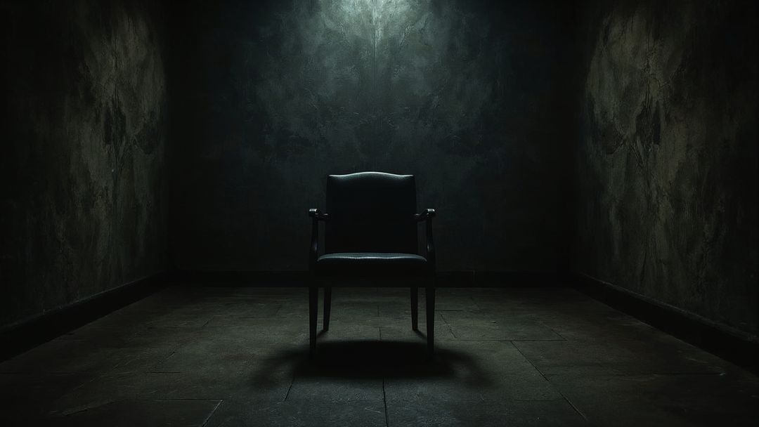 Moody Interrogation Room with Single Chair under Spotlight