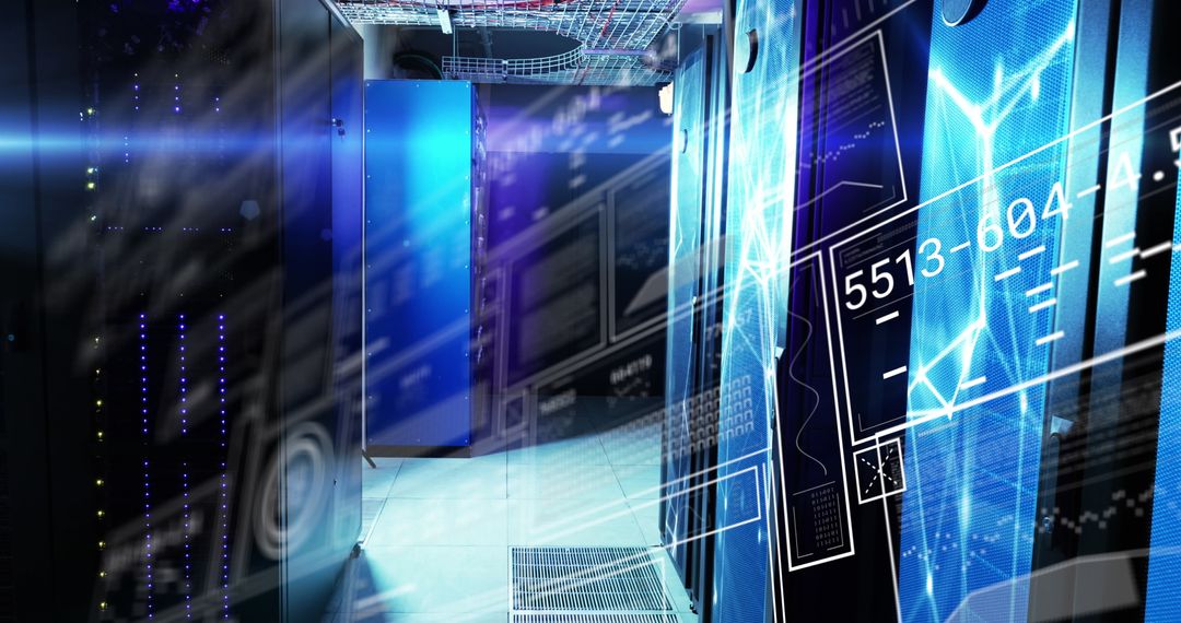 Futuristic Data Stream in a Server Room