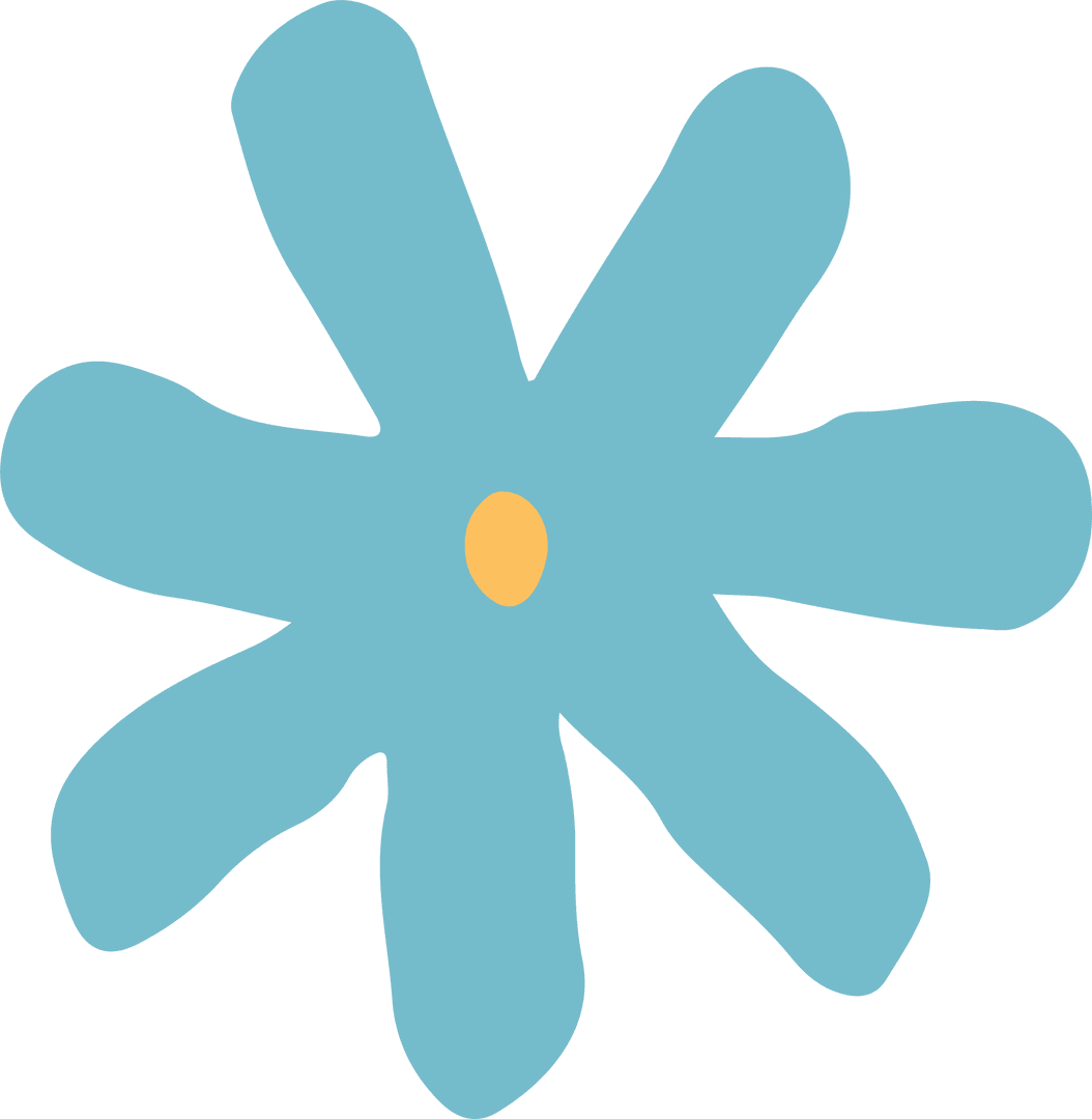 Minimalist Blue Flower Shape with Transparent Background