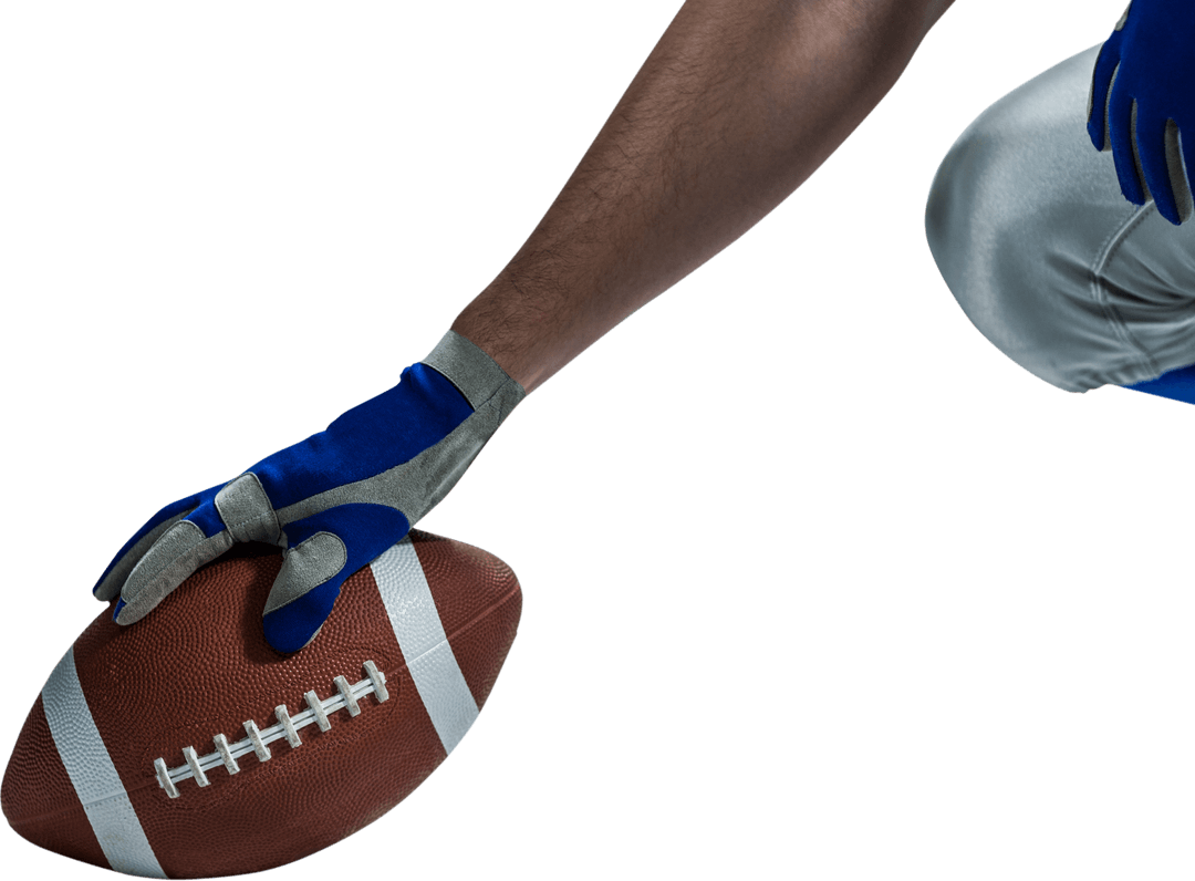 American Football Player in Action with Ball Transparent Background