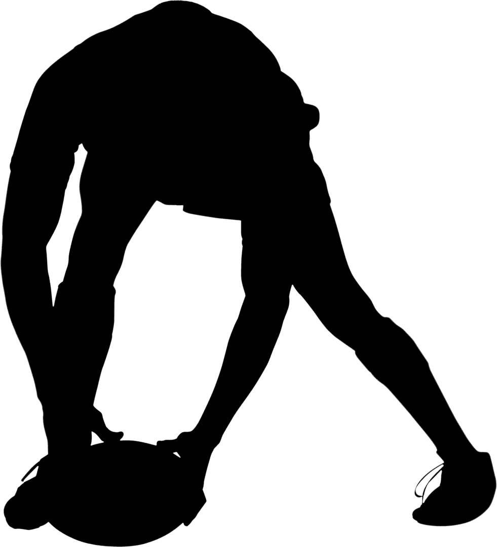 Athletic Rugby Player Bending on Transparent Background