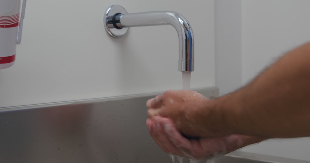 Person Washing Hands Under Running Water from Modern Faucet - Free Images, Stock Photos and Pictures on Pikwizard.com