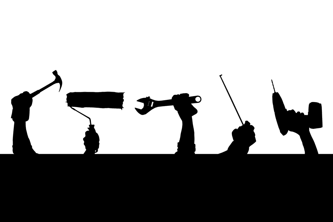 Transparent Vector Hands Holding Tools Illustration