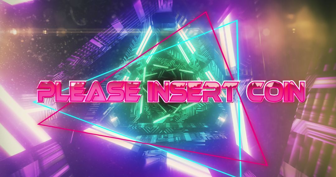 Neon Triangles with Please Insert Coin Text Amidst Craig Venture