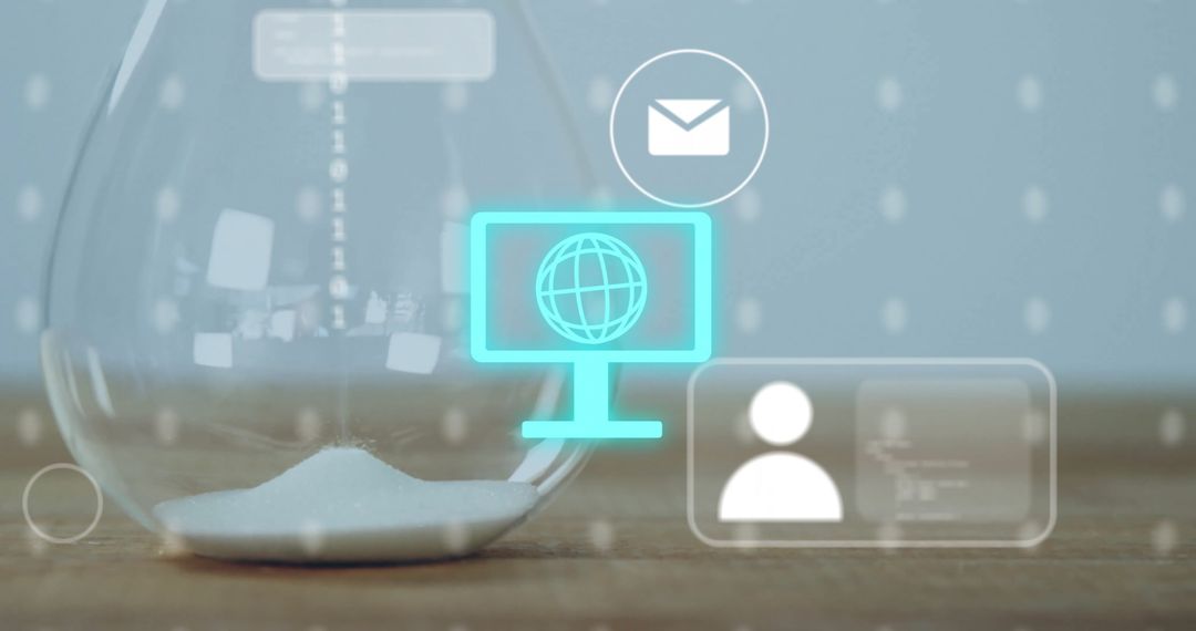 Digital Interface Illustrated by Hourglass and Icons