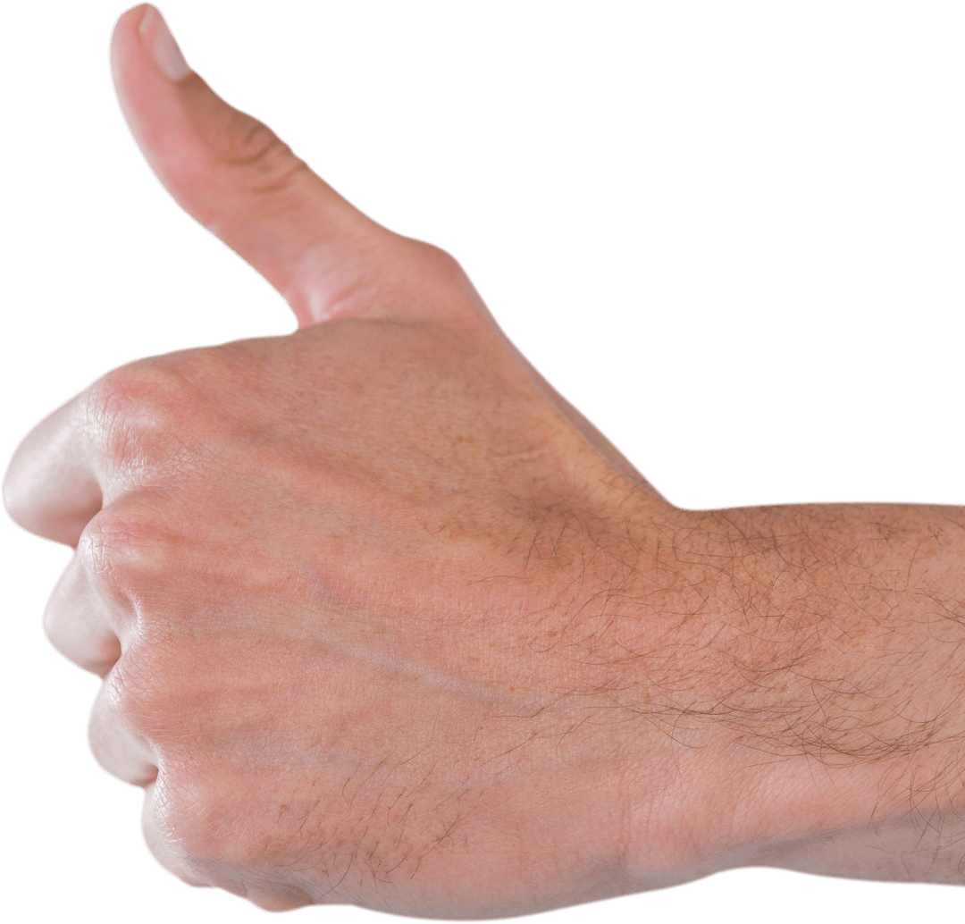 Thumbs Up Gesture Isolated on Transparent Background