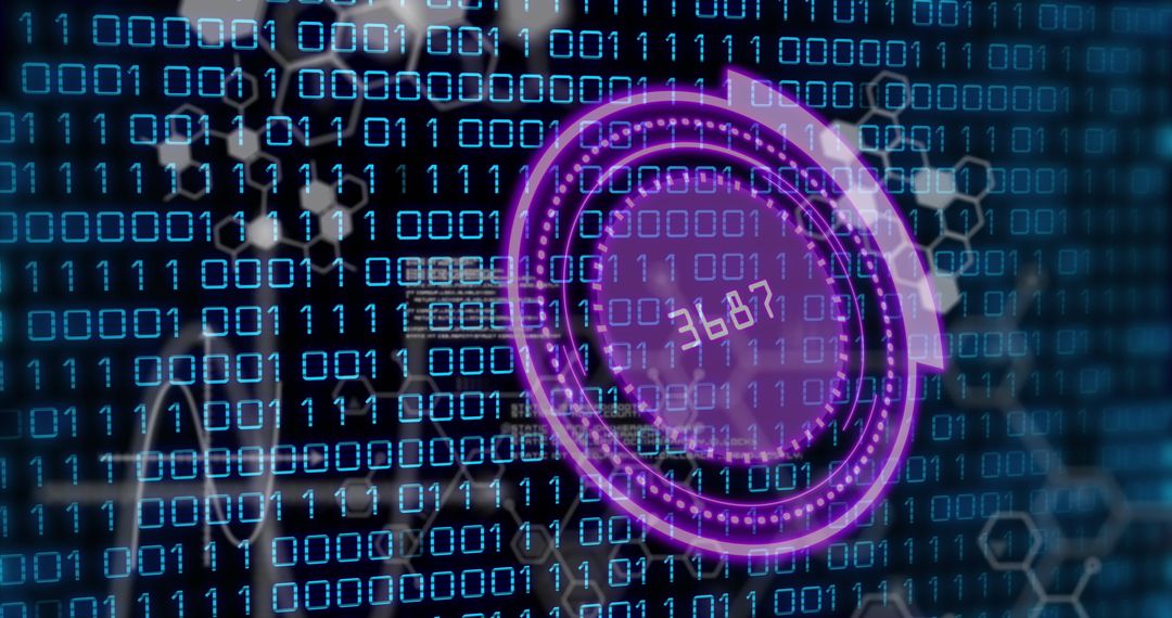Futuristic digital binary code interface with target overlay