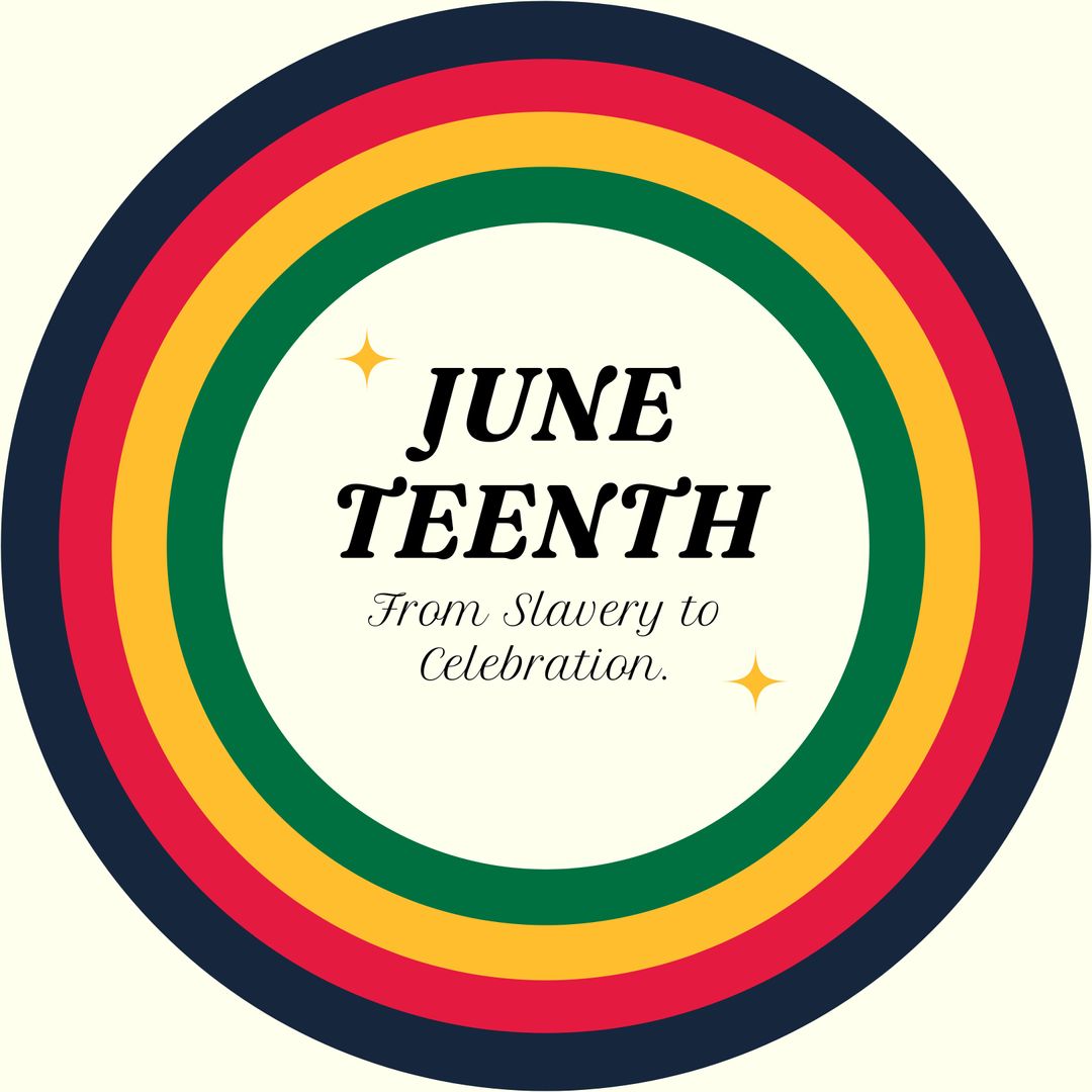 Juneteenth Freedom Celebration Graphic with Colorful Circles