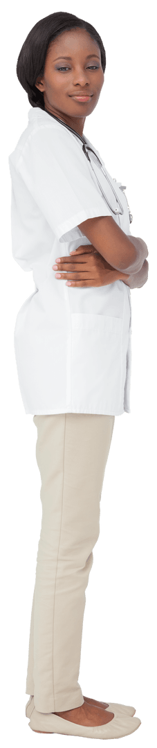 Confident Young Nurse with Arms Crossed on Transparent Background