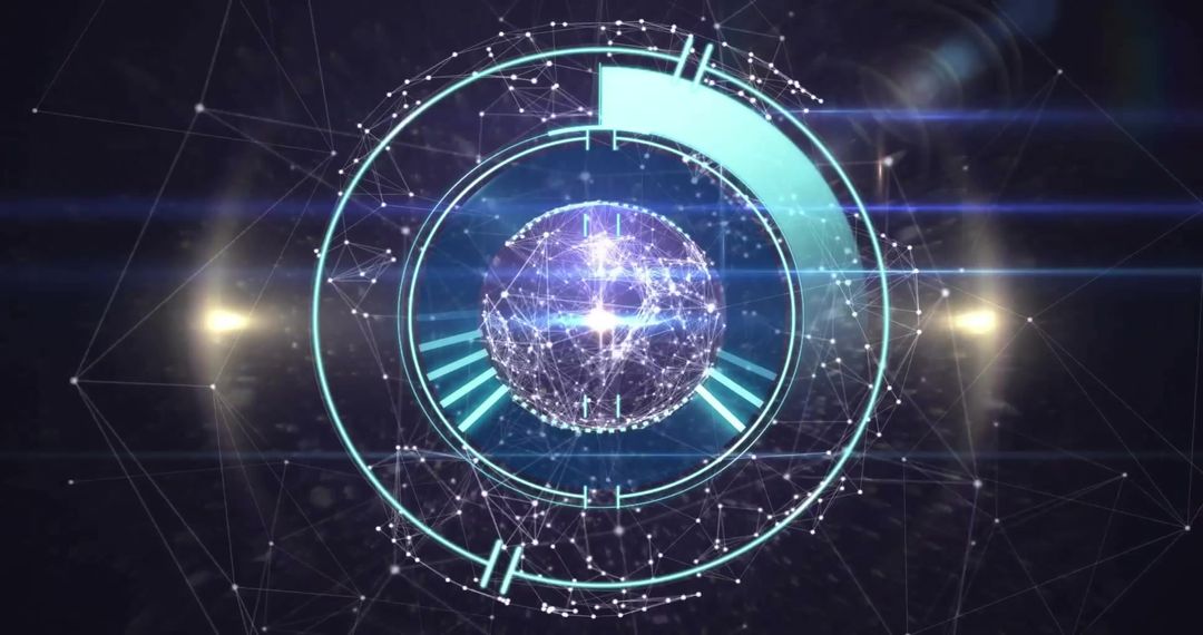 Abstract Network Globe with Digital Interface Animation