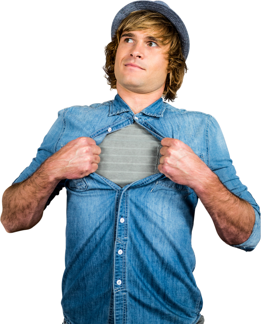 Transparent Effect Hipster Revealing Hidden Layers in Denim Shirt - Download Free Stock Images Pikwizard.com