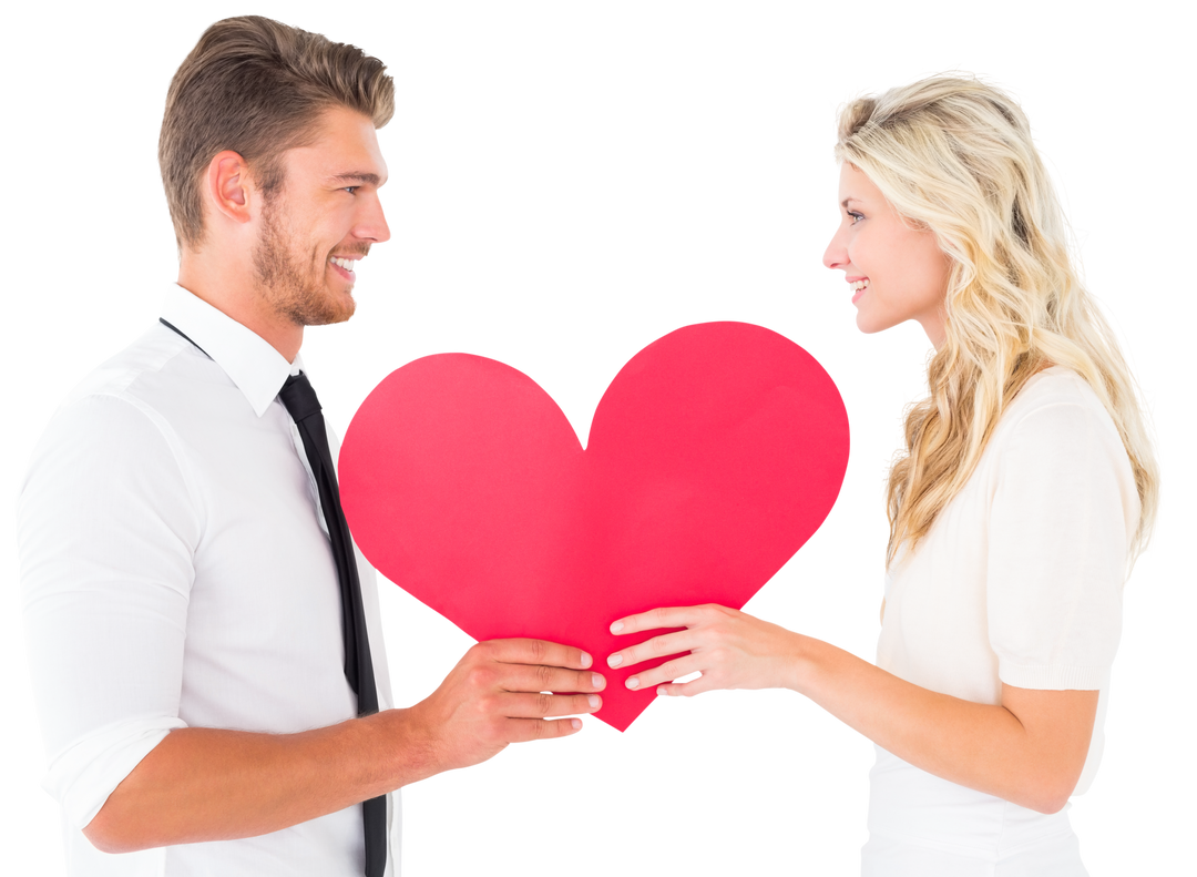 Attractive Couple Holding Red Heart on White Background with Transparent Effect - Download Free Stock Images Pikwizard.com