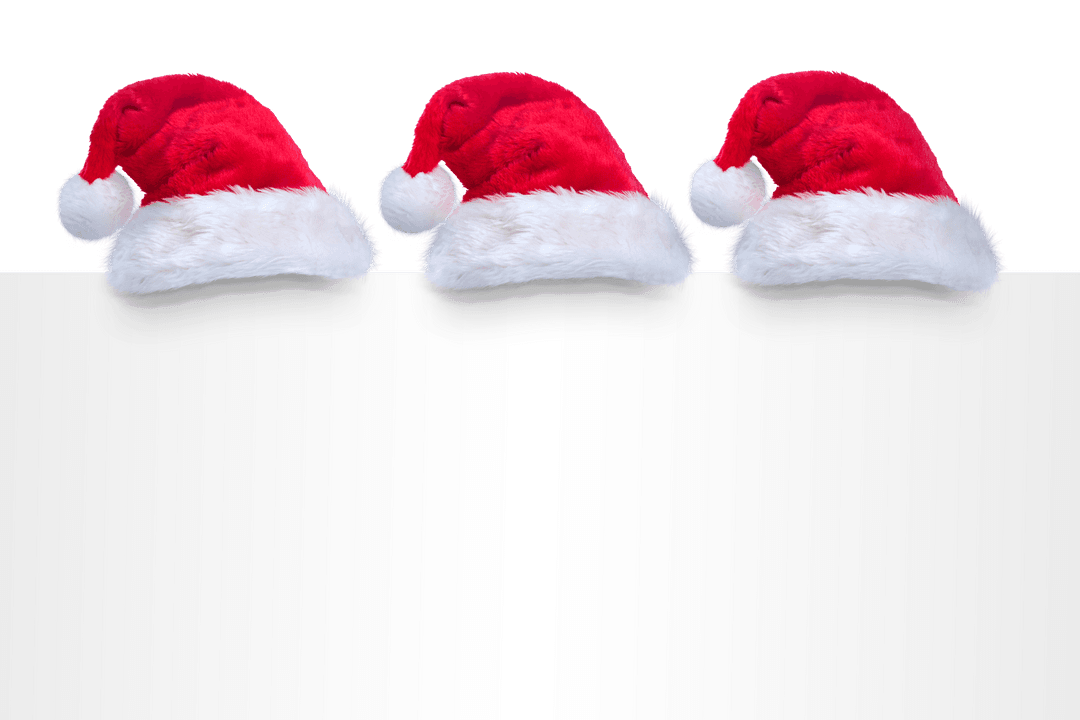 Festive Santa Hats Design on Transparent Background for Holiday Greeting Card