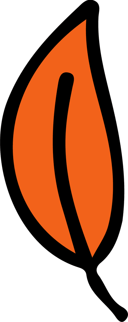 Transparent Background Orange Leaf Graphic with Bold Outline