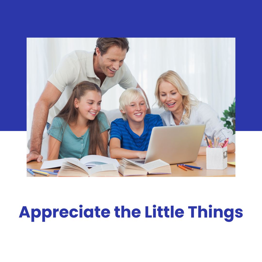 Happy Family Watching Laptop Together at Home