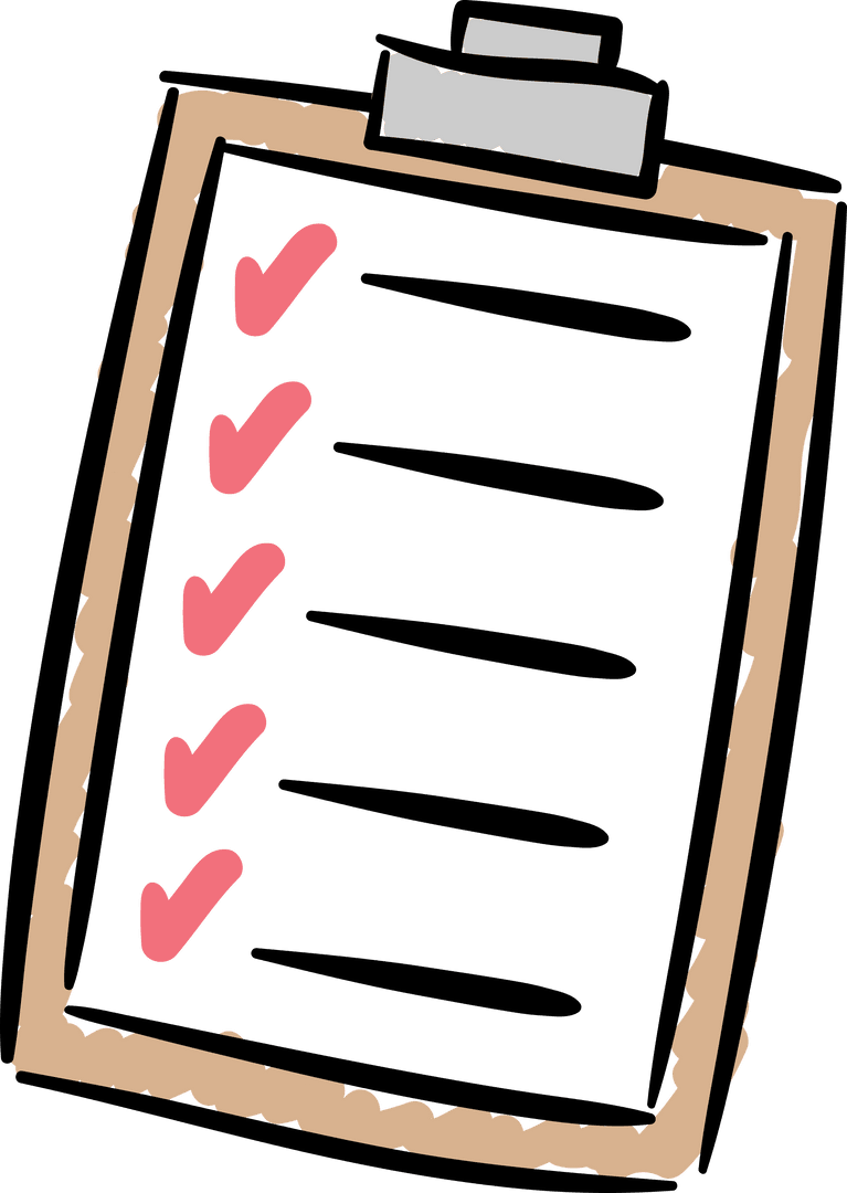 Transparent Hand-Drawn Checklist Clipboard Illustration