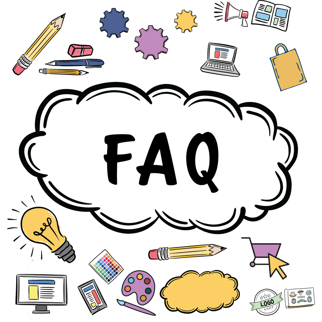 Colorful FAQ Icons on Transparent Background Illustration