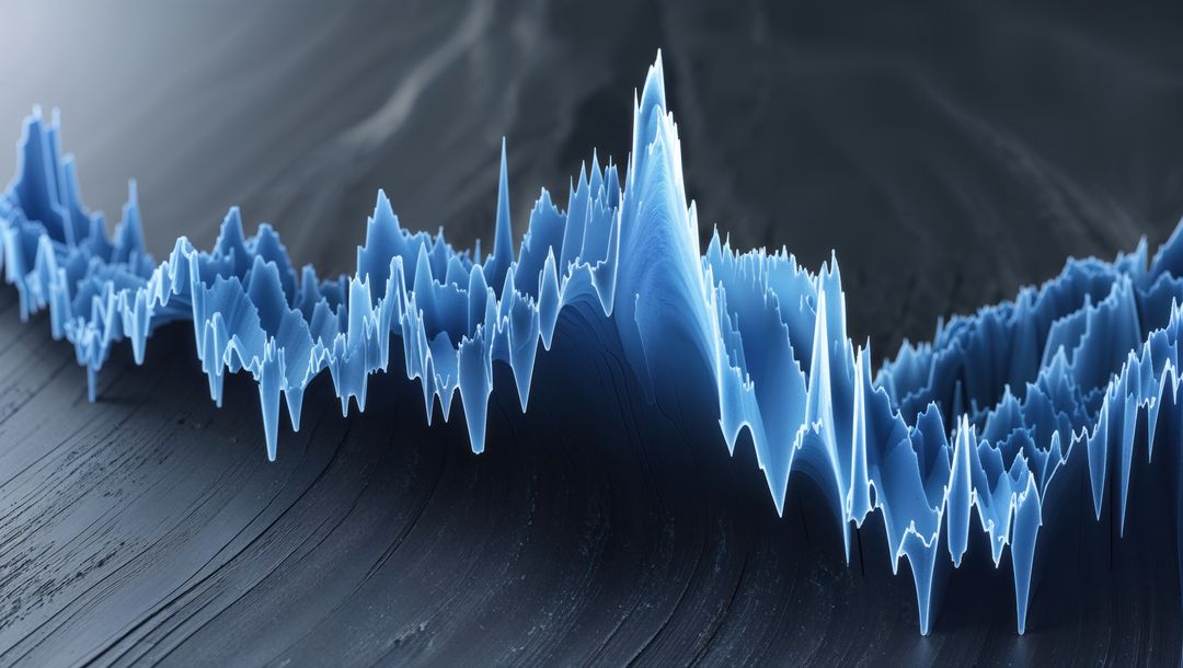 Futuristic blue waveform on digital interface background, seismograph concept