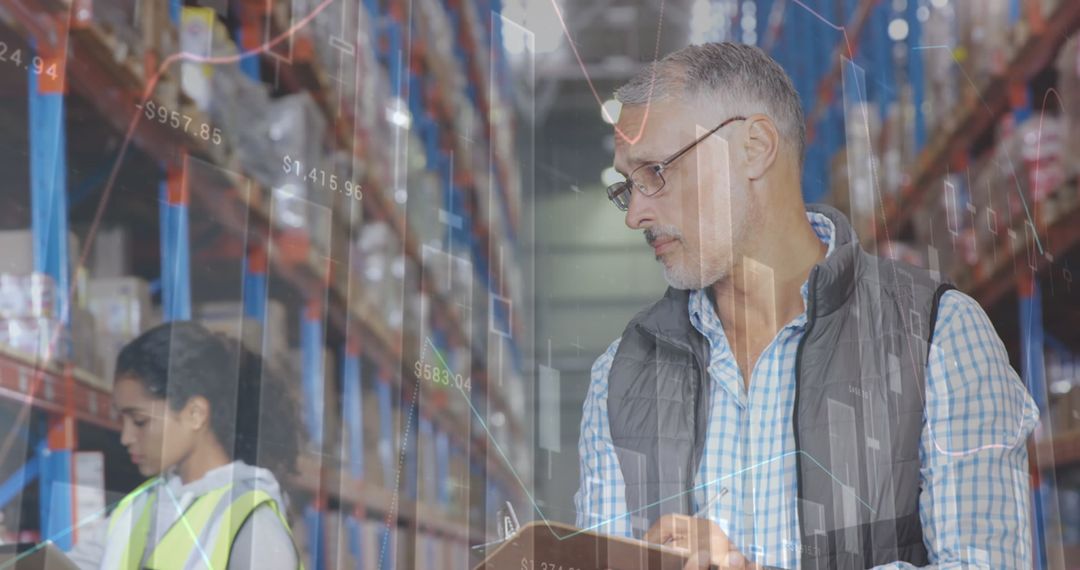 Warehouse Workers with Data Analytics Overlay