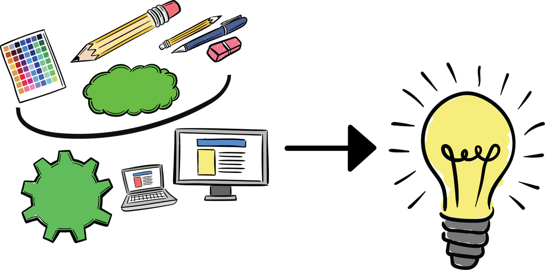 Creative Lightbulb and Business Icons on Transparent Background