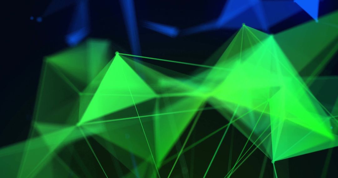 Abstract Green and Blue Network with Geometric Shapes