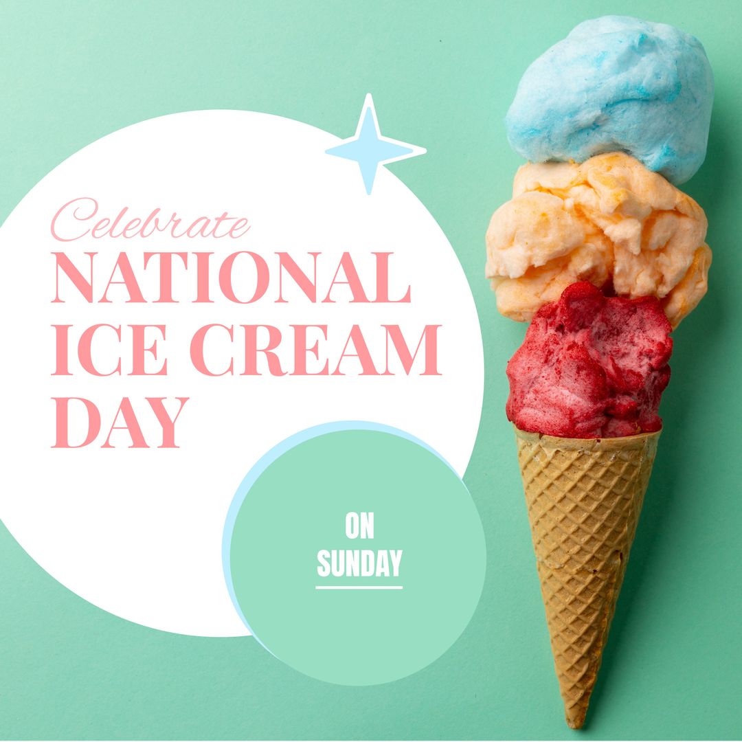 National Ice Cream Day Celebration With Colorful Ice Cream Cone - Download Free Stock Templates Pikwizard.com