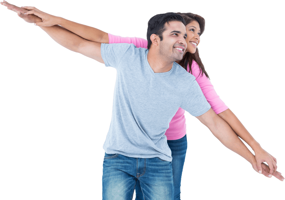 Couple Expressing Joy with Transparent Background