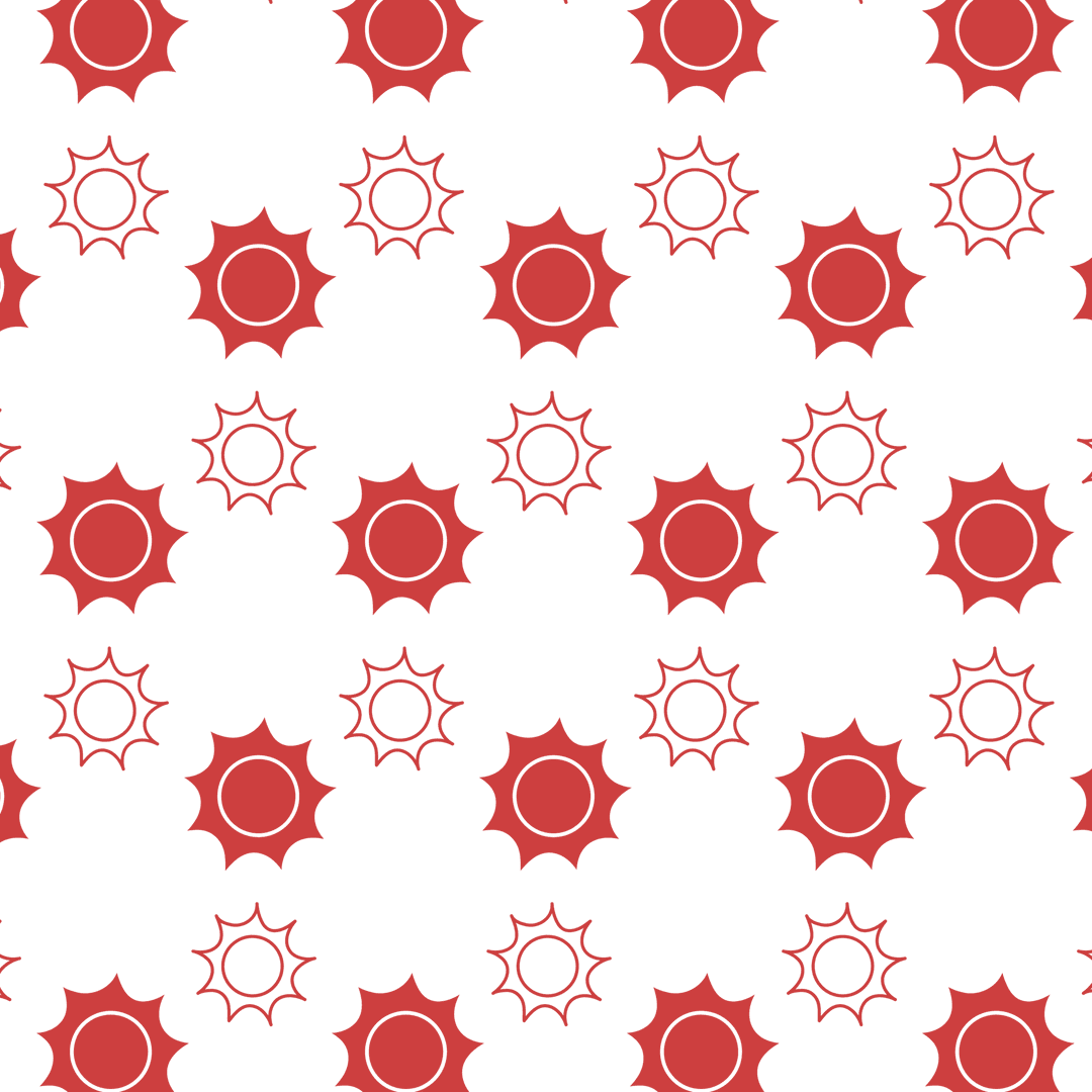 Red Sun Design Repeated on Transparent Background