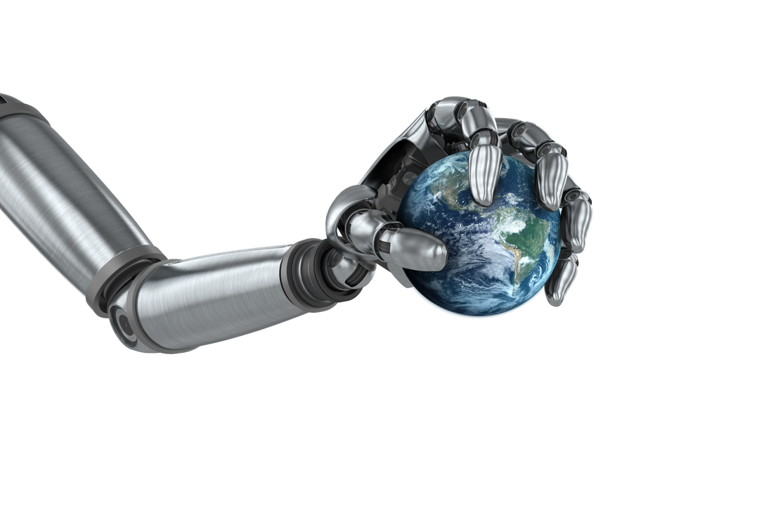 Transparent Chrome Robot Hand Holding Earth with Modern Precision - Download Free Stock Images Pikwizard.com