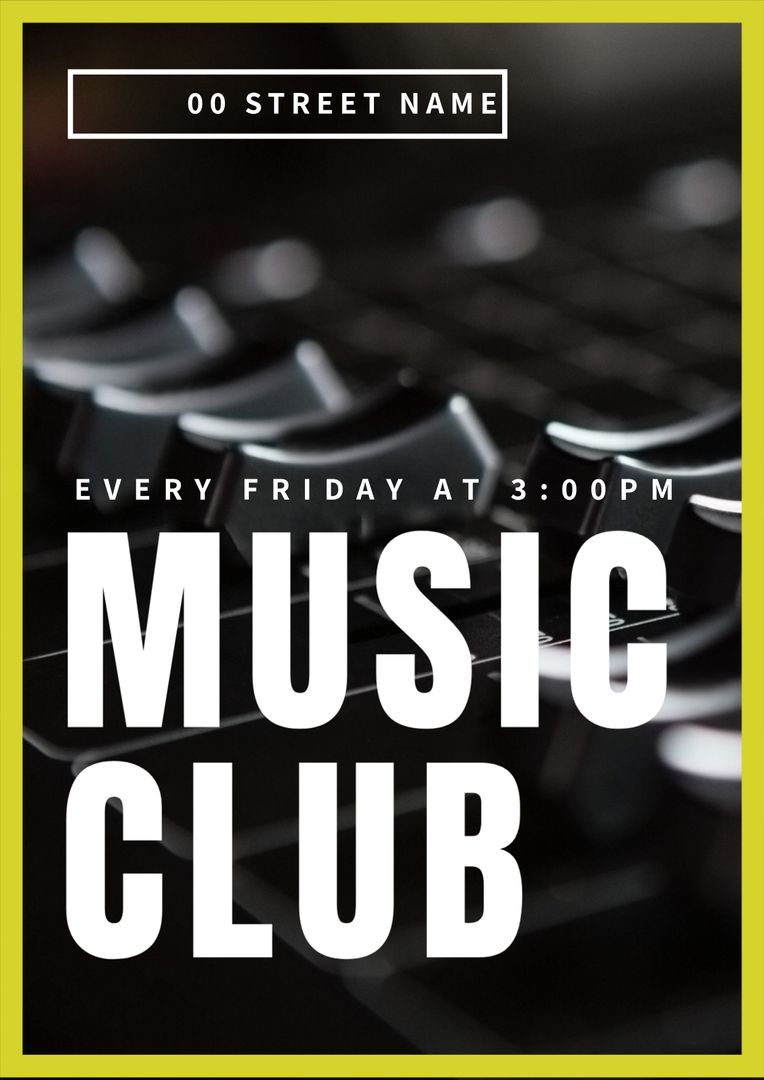 Dynamic Music Club Event Promotion Featuring Piano Keys