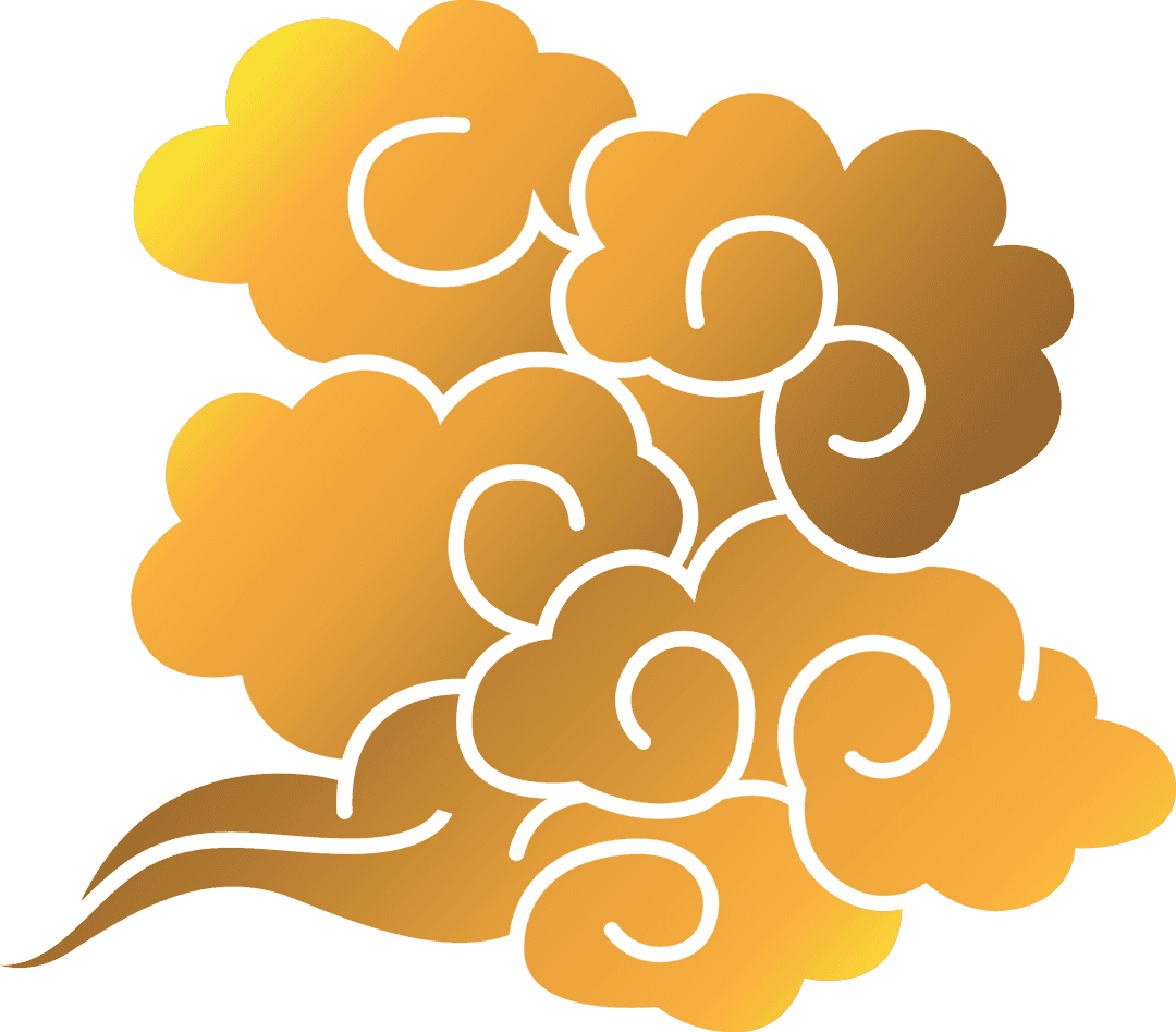 Yellow Cloud Shapes on Transparent Background Illustration