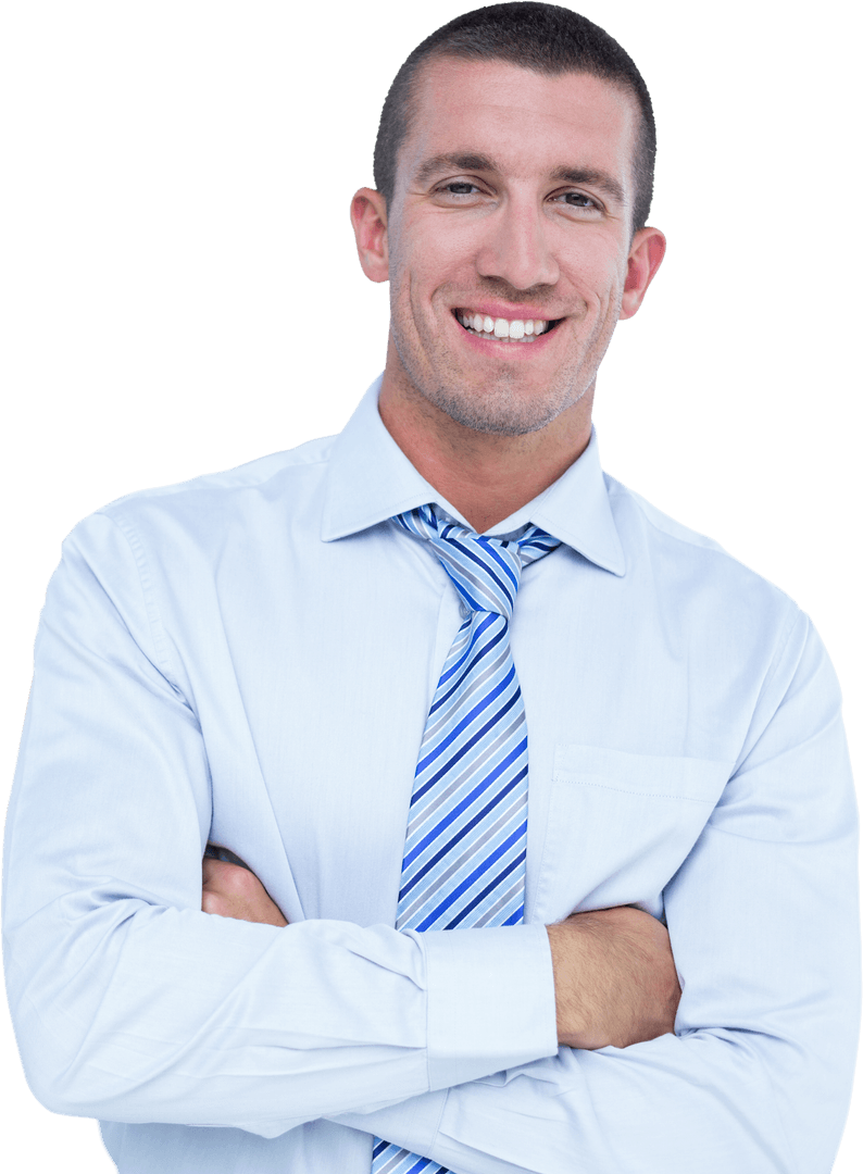Confident Businessman Smiling in Transparent Background